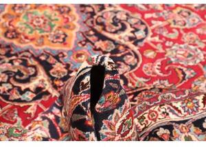 Tappeto Mashad Medaglione Floreale Rosso Blu Scuro 292x405 Cm