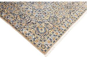 Tappeto Kashan Medaglione Floreale Avorio Blu 250x392 Cm