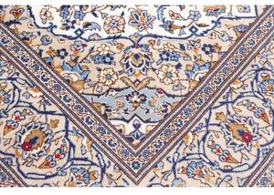 Tappeto Kashan Medaglione Floreale Avorio Blu 195x300 Cm