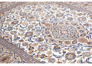 Tappeto Kashan Medaglione Floreale Avorio Blu 195x300 Cm