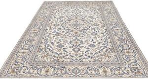 Tappeto Kashan Medaglione Floreale Avorio Blu 195x305 Cm