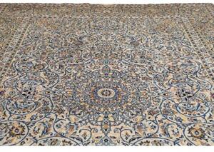 Tappeto Kashan Medaglione Floreale Avorio Blu 250x392 Cm