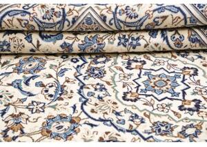 Tappeto Kashan Medaglione Floreale Avorio Blu 195x305 Cm