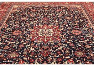 Tappeto Mahal Medaglione Floreale Blu Notte Rosso Mattone 270x365 Cm