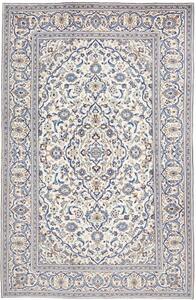 Tappeto Kashan Medaglione Floreale Avorio Blu 195x305 Cm
