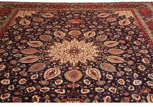 Tappeto Tabriz Medaglione Floreale Blu Notte Rosso Cremisi 300x395 Cm