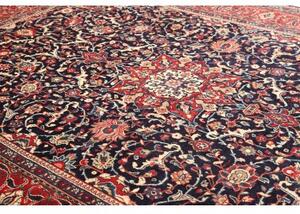 Tappeto Mahal Medaglione Floreale Blu Notte Rosso Mattone 270x365 Cm