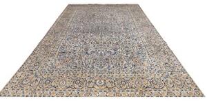 Tappeto Kashan Medaglione Floreale Avorio Blu 250x392 Cm