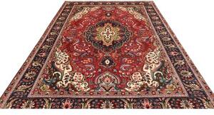 Tappeto Tabriz Medaglione Floreale Rosso Blu Scuro 200x295 Cm