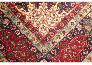 Tappeto Tabriz Medaglione Floreale Blu Notte Rosso Cremisi 300x395 Cm