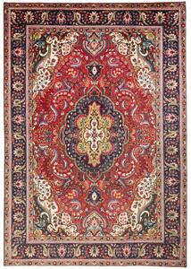 Tappeto Tabriz Medaglione Floreale Rosso Blu Scuro 200x295 Cm