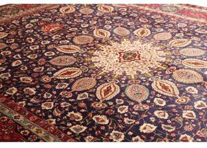 Tappeto Tabriz Medaglione Floreale Blu Notte Rosso Cremisi 300x395 Cm