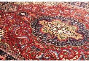 Tappeto Tabriz Medaglione Floreale Rosso Blu Scuro 200x295 Cm