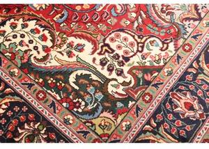 Tappeto Tabriz Medaglione Floreale Rosso Blu Scuro 200x295 Cm