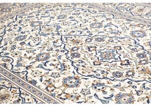 Tappeto Kashan Medaglione Floreale Avorio Blu 195x305 Cm