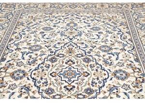 Tappeto Kashan Medaglione Floreale Avorio Blu 195x305 Cm