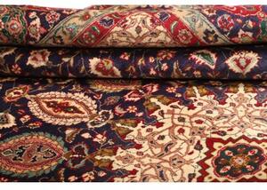 Tappeto Tabriz Medaglione Floreale Blu Notte Rosso Cremisi 300x395 Cm