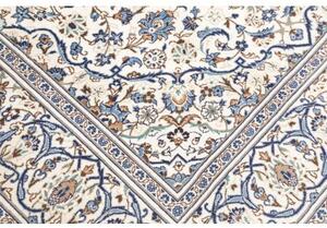 Tappeto Kashan Medaglione Floreale Avorio Blu 195x305 Cm