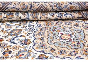 Tappeto Kashan Medaglione Floreale Avorio Blu 195x300 Cm