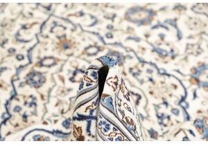 Tappeto Kashan Medaglione Floreale Avorio Blu 195x305 Cm