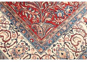 Tappeto Sarough Medaglione Floreale Rosso Bianco Avorio 267x368 Cm