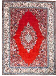 Tappeto Sarough Medaglione Floreale Rosso Bianco Avorio 267x368 Cm