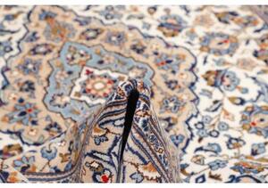 Tappeto Kashan Medaglione Floreale Avorio Blu 193x295 Cm