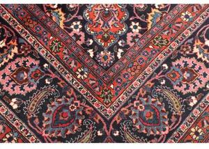 Tappeto Mashad Medaglione Floreale Rosso Blu Scuro 302x384 Cm