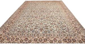 Tappeto Kashan Medaglione Floreale Avorio Blu 305x407 Cm