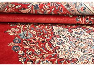 Tappeto Sarough Medaglione Floreale Rosso Bianco Avorio 267x368 Cm