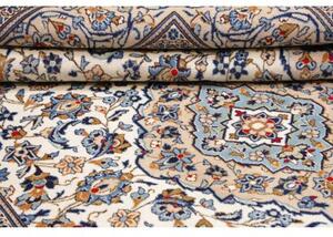 Tappeto Kashan Medaglione Floreale Avorio Blu 193x295 Cm