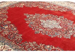 Tappeto Sarough Medaglione Floreale Rosso Bianco Avorio 267x368 Cm