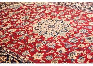 Tappeto Nadjafabad Medaglione Floreale Rosso Blu Scuro 268x370 Cm