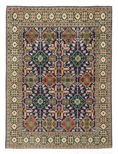 Tappeto Tabriz Stilizzato Blu Scuro Verde 100x138 Cm