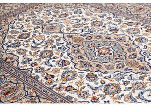 Tappeto Kashan Medaglione Floreale Avorio Blu 193x295 Cm
