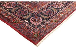 Tappeto Mashad Medaglione Floreale Rosso Blu Scuro 302x384 Cm