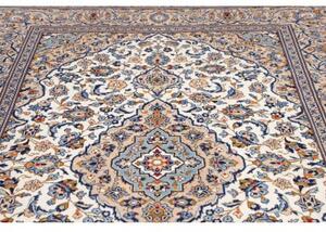 Tappeto Kashan Medaglione Floreale Avorio Blu 193x295 Cm