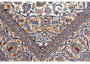 Tappeto Kashan Medaglione Floreale Avorio Blu 193x295 Cm