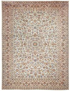 Tappeto Kashan Medaglione Floreale Avorio Blu 305x407 Cm