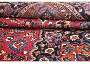 Tappeto Mashad Medaglione Floreale Rosso Blu Scuro 302x384 Cm
