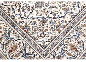 Tappeto Kashan Medaglione Floreale Avorio Azzurro 196x310 Cm