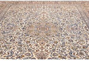 Tappeto Kashan Medaglione Floreale Avorio Blu Cobalto 297x393 Cm