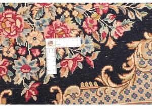 Tappeto Kerman Medaglione Floreale Blu Scuro Beige 65x90 Cm