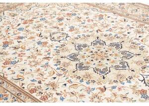 Tappeto Kashan Medaglione Floreale Avorio Blu 202x322 Cm