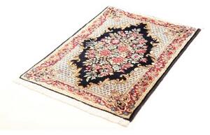 Tappeto Kerman Medaglione Floreale Blu Scuro Beige 65x90 Cm