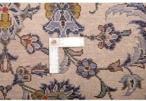 Tappeto Kashan Medaglione Floreale Avorio Blu Cobalto 297x393 Cm