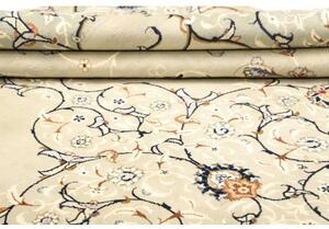 Tappeto Kashan Medaglione Floreale Verde Salvia Blu Scuro 333x455 Cm