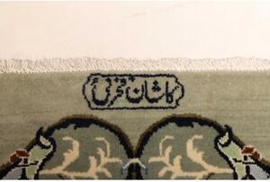 Tappeto Kashan Medaglione Floreale Verde Salvia Blu Scuro 333x455 Cm