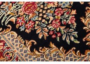 Tappeto Kerman Medaglione Floreale Blu Scuro Beige 65x90 Cm