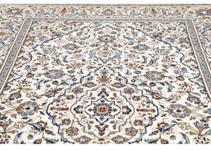 Tappeto Kashan Medaglione Floreale Avorio Azzurro 196x310 Cm